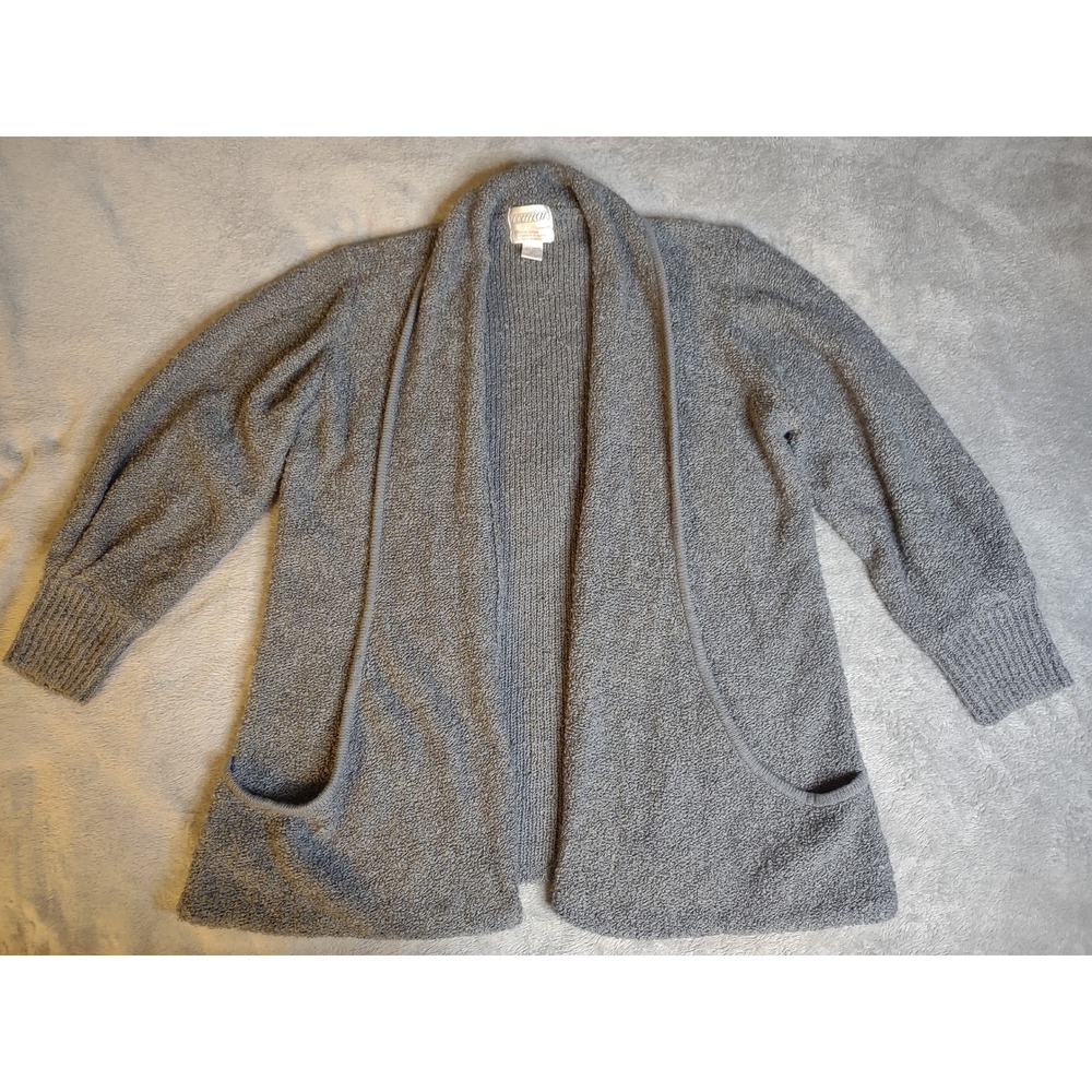 Side Effects Vintage 90s Grey Open Front Cardigan Boucle Knit Long Sleeve XL